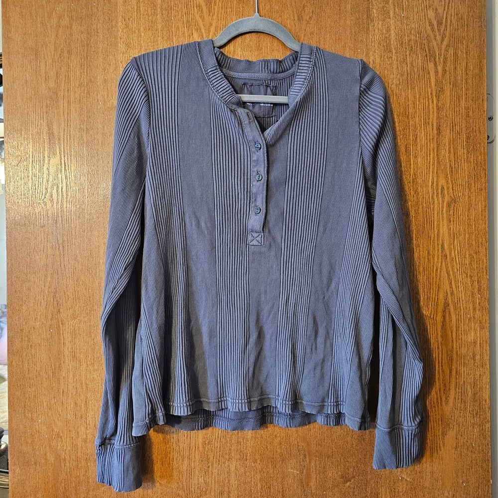 Aerie Indigo Long Sleeve Henley Top